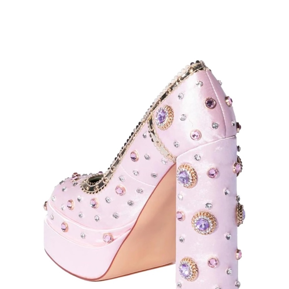 Azalea Wong, Clea satin pump in Pink Embellished Women's Shoes - Picture 6 of 14
